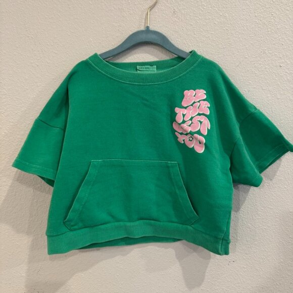 Cotton On Kids “Be The Best You” Green Cropped Sweatshirt – Size 6 - Picture 1 of 5